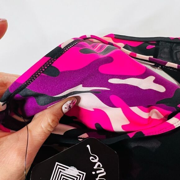 Rise by LuLaRoe Invincible Purple Pink Camouflage Mesh Racerback Sports Jog Bra - Picture 7 of 7